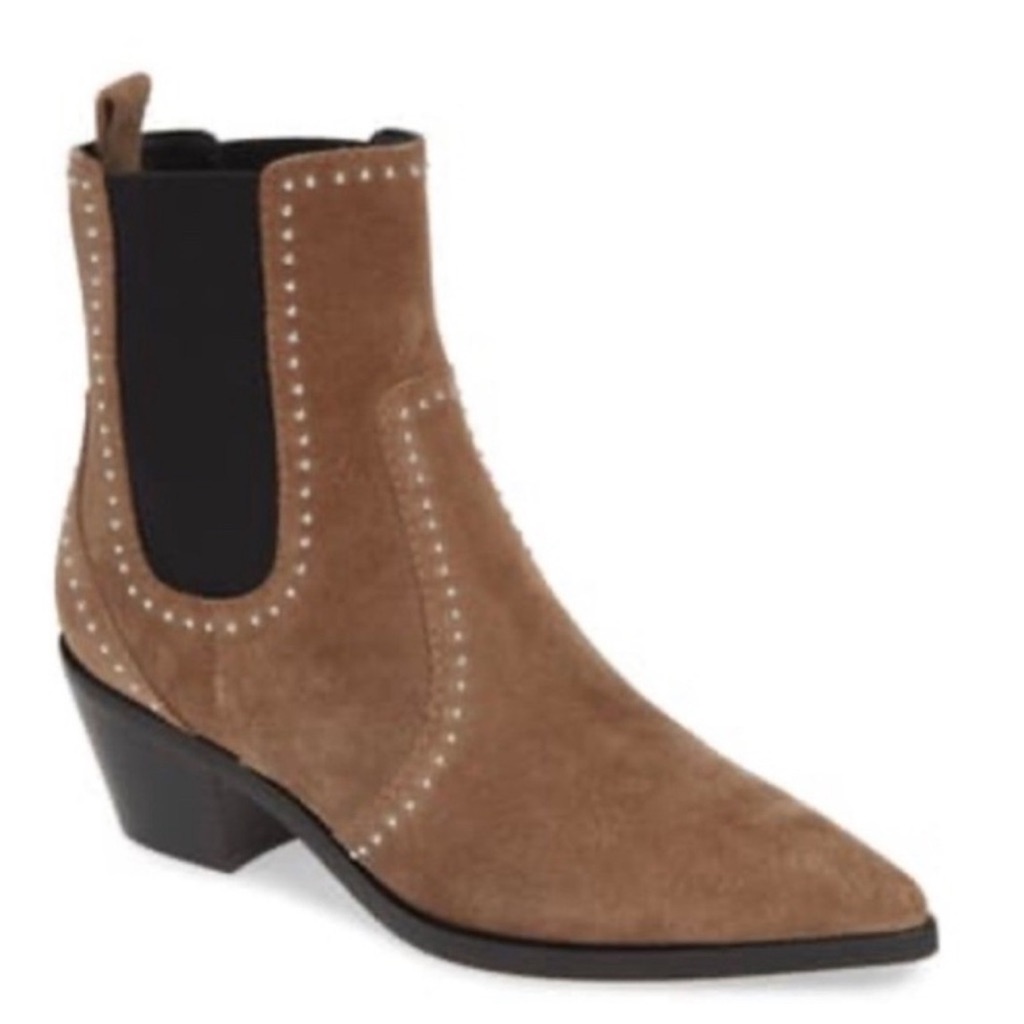 Paige Chelsea Willa Tan Suede Studded Boots Size 9.5